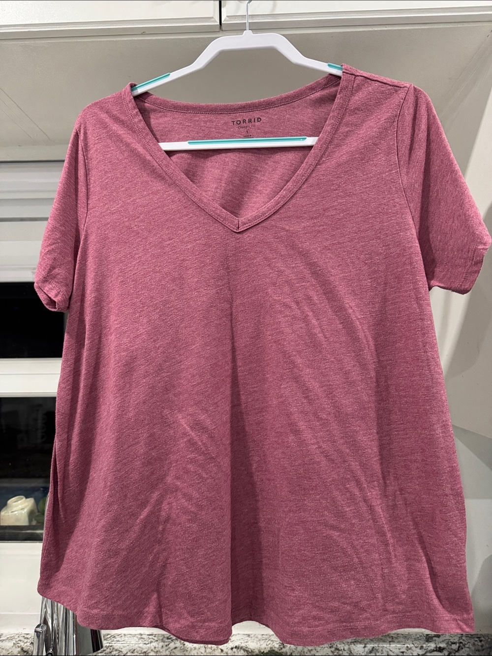 torrid Heathered Plum V-Neck Short Sleeve Tee
